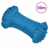 VidaXL Fr&acirc;nghie de lucru, albastru, 6 mm, 50 m, polipropilenă