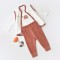 Set 3 piese Broscuta cu body, pantalonasi si vestuta din 80%bumbac organic si 20% poliester - Caramiziu, BabyCosy (Marime: 9-12 luni)