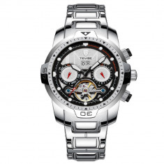 Ceas barbati Tevise Mecanic Automatic Business Analog Skeleton Argintiu