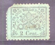 Italy Papal State 1868 Coat of arms 2C Mi.19 MH fault AM.327 foto