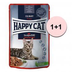 Happy Cat CARNE DE CARNE ÎN SAUCE Culinar Voralpen-Rind / Carne de vită, 85g 1+1 GRATUIT