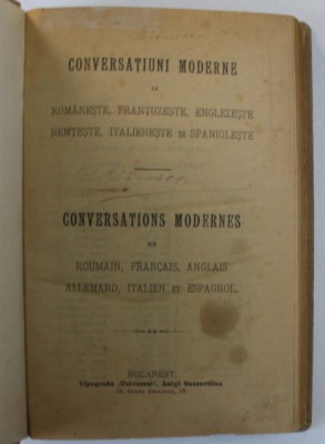 CONVERSATIUNI MODERNE IN ROMANESTE, FRANTUZESTE, ENGLEZESTE, NEMTESTE, ITALIENESTE SI SPANIOLESTE, VOL I-II foto