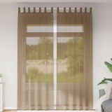 Perdele Voile cu Bucle 2 buc Maro Deschis 140x260 cm