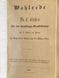 Wahlrede des dr C Giskra fur die landtage candidatur in Brunn 1861 carte veche