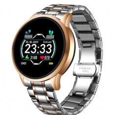 Ceas smartwatch auriu business Lige BMG compatibil Android si IOS.