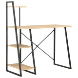 Cumpara ieftin Birou cu rafturi, negru și stejar, 102 x 50 x 117 cm