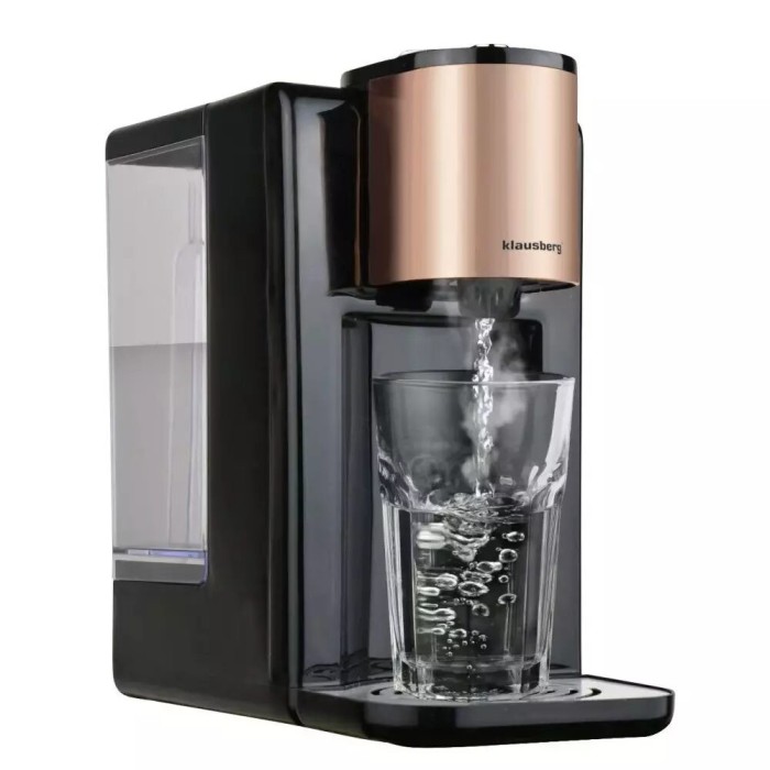 Dozator pentru apă calda, dozator cu fierbător, capacitate rezervor 2,2 litri, 2600 W, control al temperaturii 45-100&deg;C, negru-auriu, Klausberg