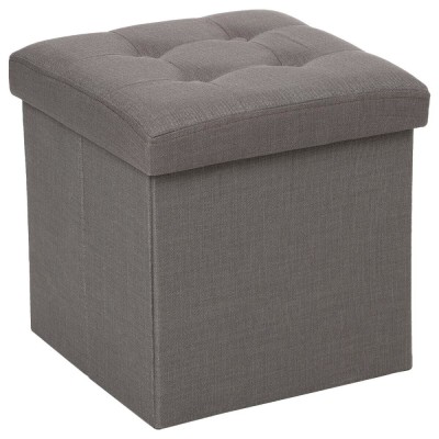 Taburet pliabil Atmosphera Lysandre cu spatiu de depozitare, 38x38x38 cm, gri Household NewTrend foto