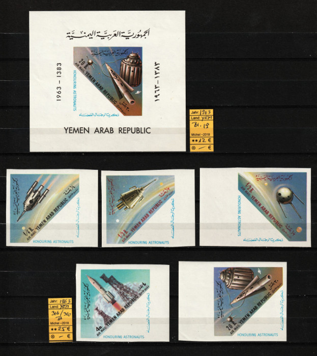 Yemen, 1963 | Cercetarea spaţiului - Vehicule spaţiale, Cosmos | NDT - MNH | aph