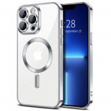 Cumpara ieftin Husa pentru iPhone 13 Pro Max, Techsuit Luxury Crystal MagSafe, Silver