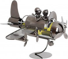 Suport pentru Sticla de Vin din Metal, model Avion, Capacitate 1 Sticla, Cupru, H30cm L 49 cm foto