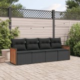 VidaXL Set mobilier de grădină cu perne, 4 piese, negru, poliratan 3227448