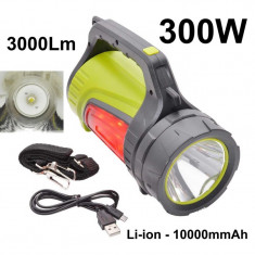 Lanterna de mana, Multifunctionala, led CREE, 300W,acumulator LI-ION 10000 mAh,