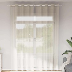 vidaXL Perdele Voile cu Oelii 2 buc Crem 140x260 cm 4102075