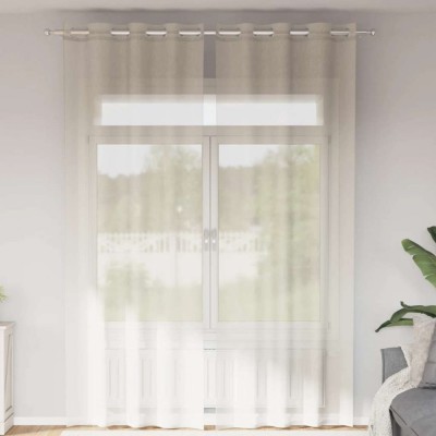 Perdele Voile cu Oelii 2 buc Crem 140x260 cm foto
