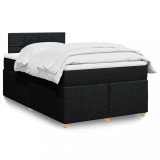 VidaXL Pat box spring cu saltea, negru, 120x200 cm, textil
