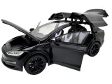 Macheta metal Tesla X replica neagra scara 1:22 cu sunet si lumini deschide usile si capotele
