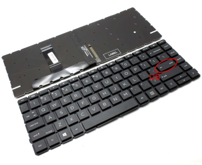 Tastatura HP ProBook 440 G8 iluminata layout US fara rama enter mic, ProBook 445 G8 iluminata layout US fara