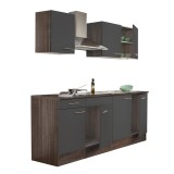 Mobilier Bucatarie Yorki 210 cm - Leziter, Stejar York / Antracit Satinat, Modular