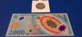 Bancnota 2000 lei 1999 +Moneda 500 lei Eclipsa Totala de Soare 11 Aug. 1999