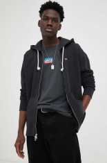 Levi&#039;s hanorac de bumbac barbati, culoarea negru, cu glugă, neted
