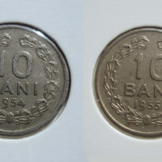 ROMANIA - SET 10 bani 1954 + 10 bani 1955 , RPR , L13.58