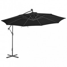 Umbrela in consola cu lumini LED, negru, 350 cm foto