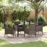 VidaXL Set de masă pentru grădină cu pernă 5 pcs Gri Rattan poli