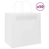 Cumpara ieftin Pungi de h&acirc;rtie 50 buc cu m&acirc;nere albe 26x17x25 cm