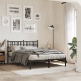 Gossi cadru de pat metalic cu tablie, negru, 135x190 cm