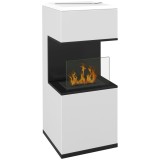 HOMCOM Semineu cu Bioetanol de Podea cu Arzator de 1.2L si Durata de 3 Ore, Biosemineu cu Panou din Sticla si Stingator, 38x38x100cm, Alb