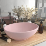 Chiuveta de lux, roz mat, 40 x 33 cm, ceramica, forma ovala GartenMobel Dekor, vidaXL