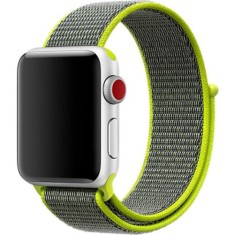 Curea iUni compatibila cu Apple Watch Ultra/SE/8/7/6/5/4/3/2/1, 40mm, Nylon Sport, Woven Strap, Grey/Electric Green