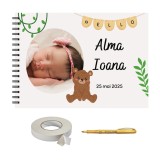 Set Album foto / GuestBook pentru botez, fetita cu poza, personalizabil, A4 landscape, pix si dubluadeziv inclus, 3 piese, accesoriu nunta