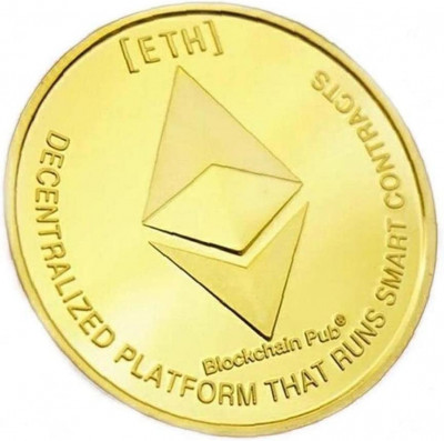 Moneda de colectie Ethereum, aurie foto