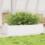 Cumpara ieftin Jardinieră de grădină, alb, 110x40x23 cm, lemn masiv de pin
