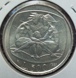 (A394) MONEDA DIN ARGINT ITALIA - 500 LIRE 1987, ANUL FAMILIEI, MAI RARA, Europa