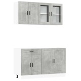 Cumpara ieftin Set dulapuri de bucatarie 4 piese &bdquo;Porto&rdquo; gri beton Lemn