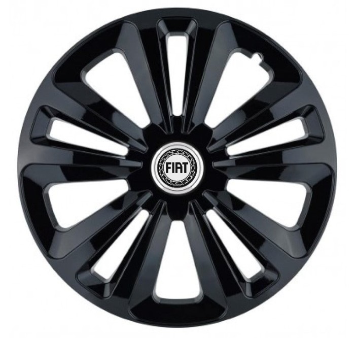 Set 4 Capace Roti Autohelix MSA&reg;, potrivite jantelor de R14, pentru Fiat, model terra negru