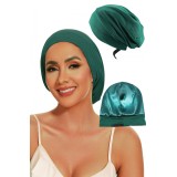 Bonetă de noapte pentru protecție păr cu interior din satin, Verde Smarald - Verde Smarald