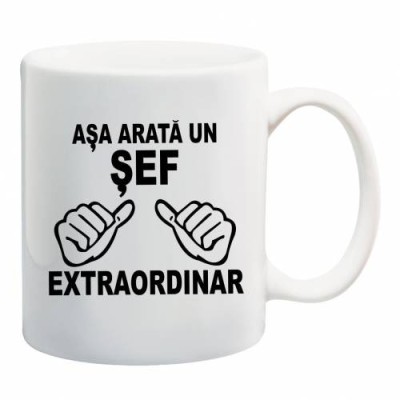 Cana alba personalizata, mesaj pentru sef, INOVATIX&amp;reg;. 330ml foto