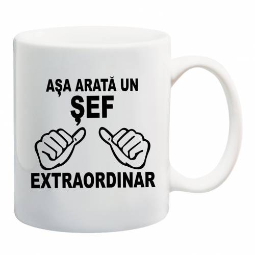 Cana alba personalizata, mesaj pentru sef, INOVATIX&reg;. 330ml