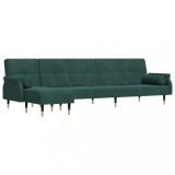 Cumpara ieftin Canapea extensibila in forma de L verde 271x140x70 cm catifea