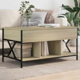vidaXL Măsuță de cafea stejar sonoma 100x55x50 cm lemn prelucrat/metal