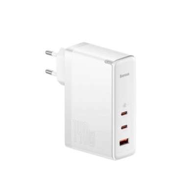 Incarcator EU 3in1, 140W, Cablu Type-C, 1m - Baseus GaN5 Pro (CCGP100202) - White foto