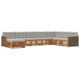 vidaXL Set de canapele de exterior 8 pcs Natural și gri deschis 3383709