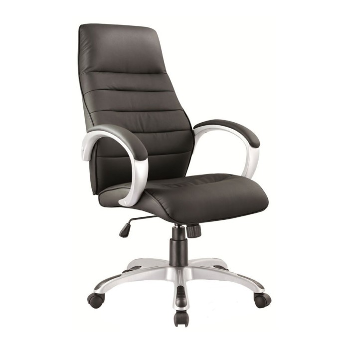 Scaun directorial SL Q046, Cadru Polipropilena, Piele ecologica, Inaltime reglabila, Mecanism de balansare, 100 Kg, Negru