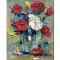 Tablou trandafiri stilizati pictat manual, 40x30cm acril pe panza in relief efect 3D, Kenny Varniote