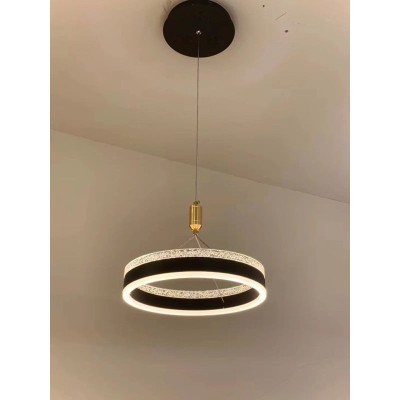Lustra LED suspendata, circulara, 38W, negru, lumina calda/rece/neutra foto