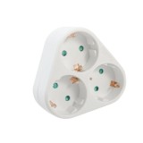 Triplu stecher Spacer cu 3 prize Schuko, 16A, 3500W, protectie copii, alb